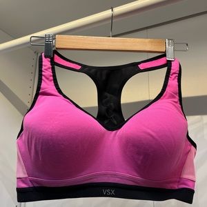 Victoria's Secret VSX Sports Bra Underwire Racerback Max Support Pink Solid 36C